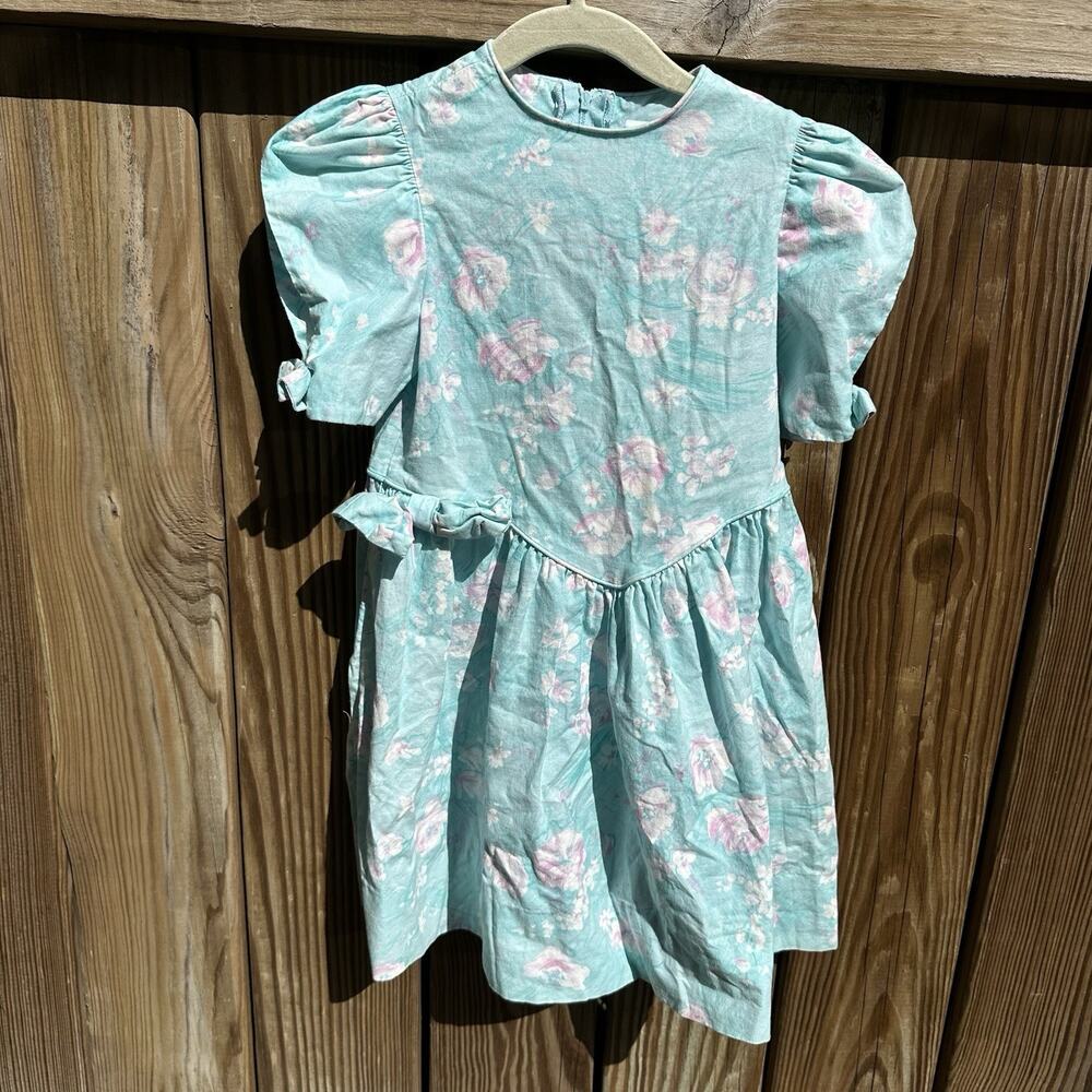 Vintage The Childrens Hour by Jan Briggs Dress Girls Size 5‎ Puff Sleeve Floral